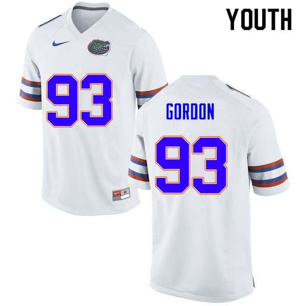 Youth NCAA Florida Gators Moses Gordon #93 Stitched Authentic Nike White College Football Jersey OFV1265ZN